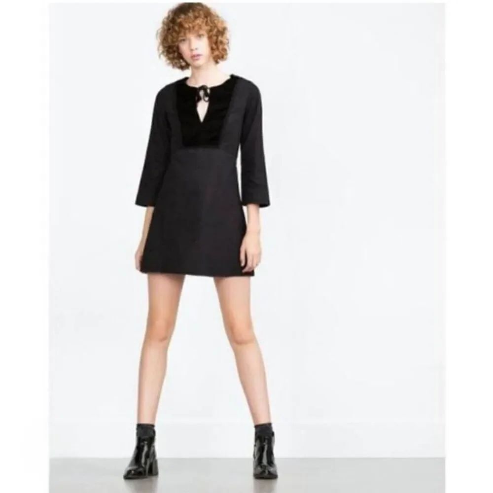 Zara Trafaluc Velvet Bib Mini Dress